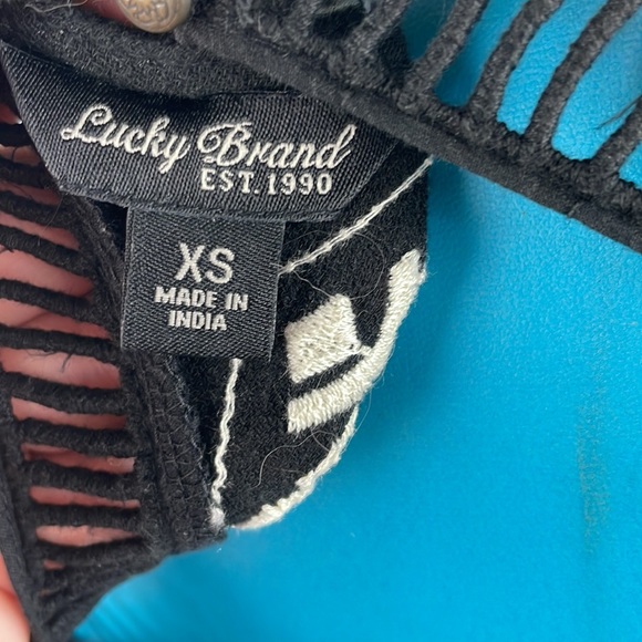 Lucky Brand Embroidered Shirt black sleeveless size XS - Picture 6 of 6